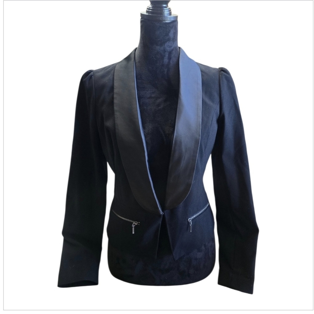 VTG Candie's Black Tuxedo Blazer with Satin Lapel Sz M